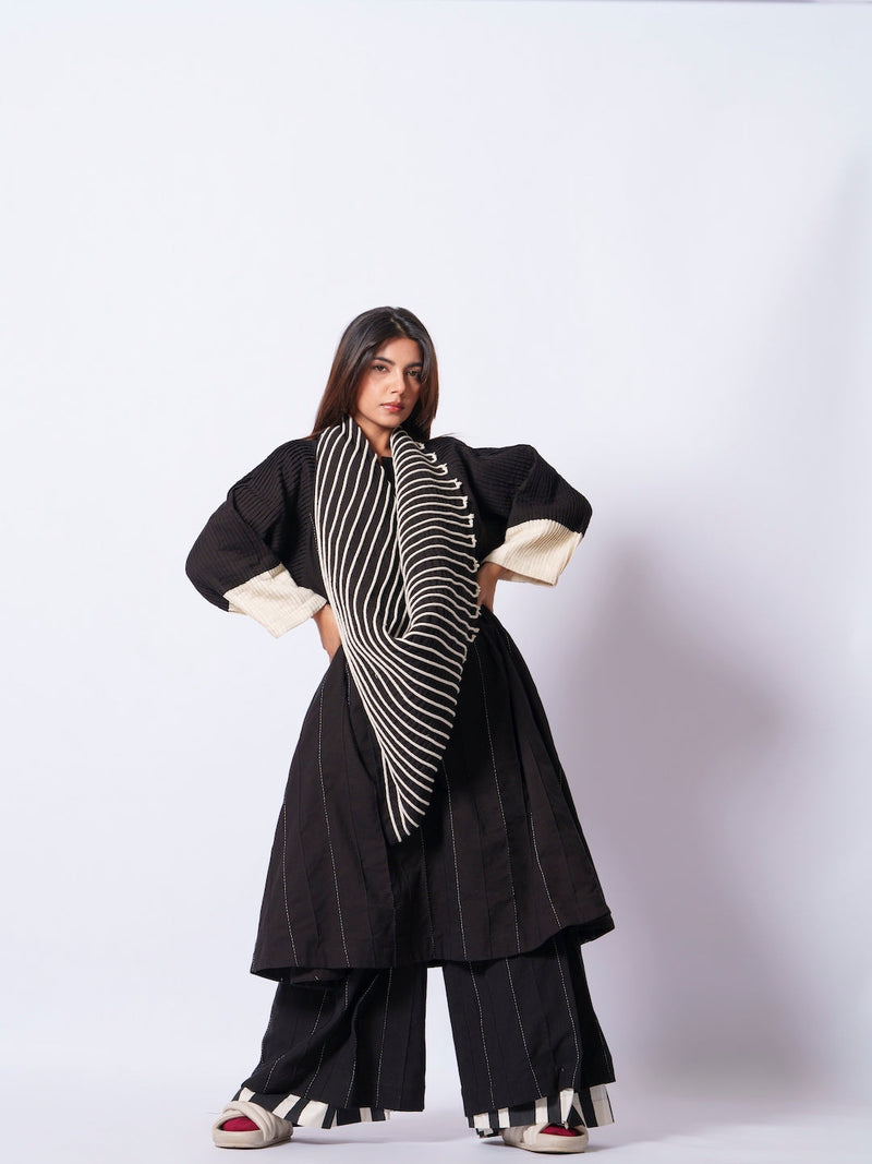 Dune Tunic-Black + Natural cotton matty kaftans and tunics by Stoique in black, natural for women Worldwide