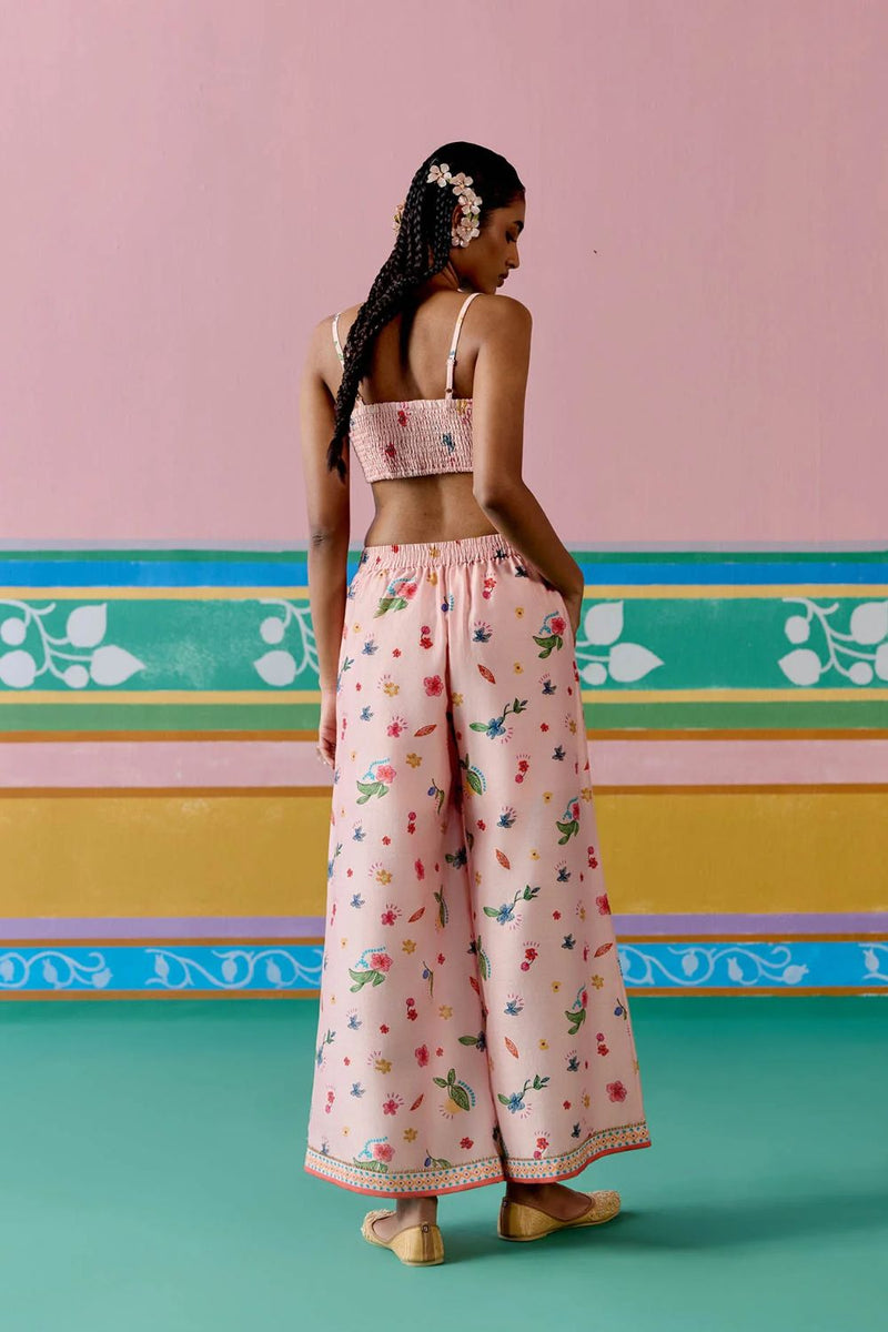 Dusty Pink Floral Jacket Set chanderi by Label Mogra in pink color for women Worldwide