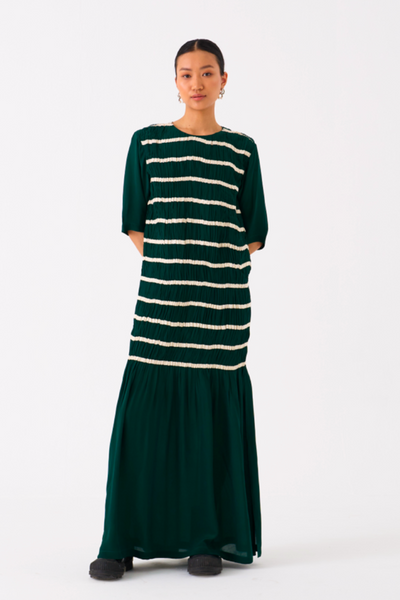 SHIRRING DRESS-GREEN