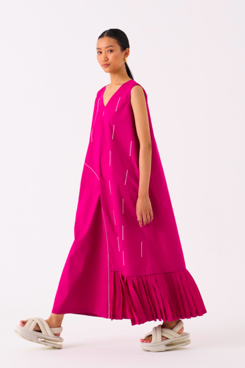 RAINDROP DRESS-FUSCHIA poplin by THREE for women Worldwide