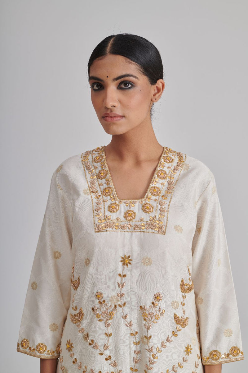EILA & RIYA KURTA & PANT silk by Rashika Mittal in ivory color for women Worldwide