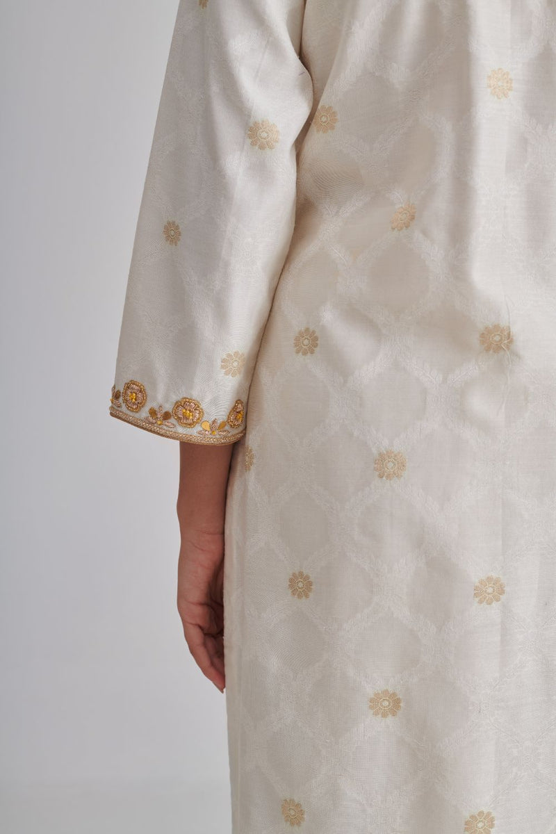 EILA & RIYA KURTA & PANT silk by Rashika Mittal in ivory color for women Worldwide