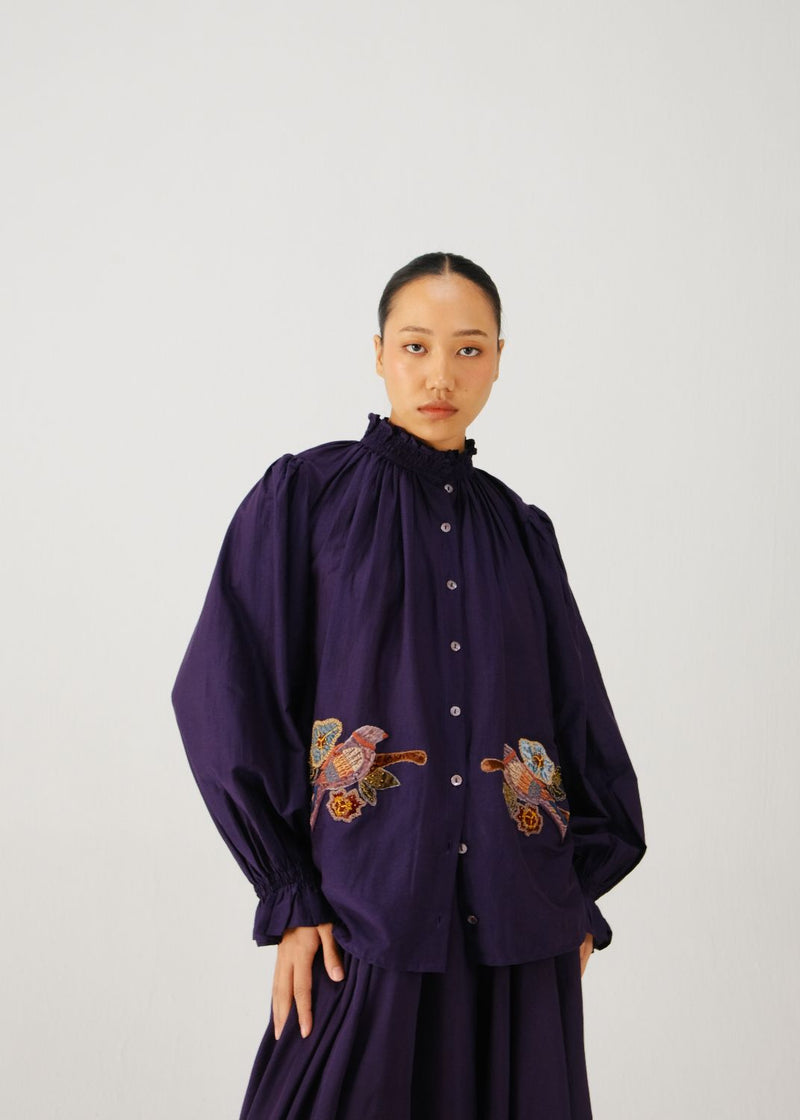 Elsa top-Ink parrot emb. silk by CORD for women Worldwide