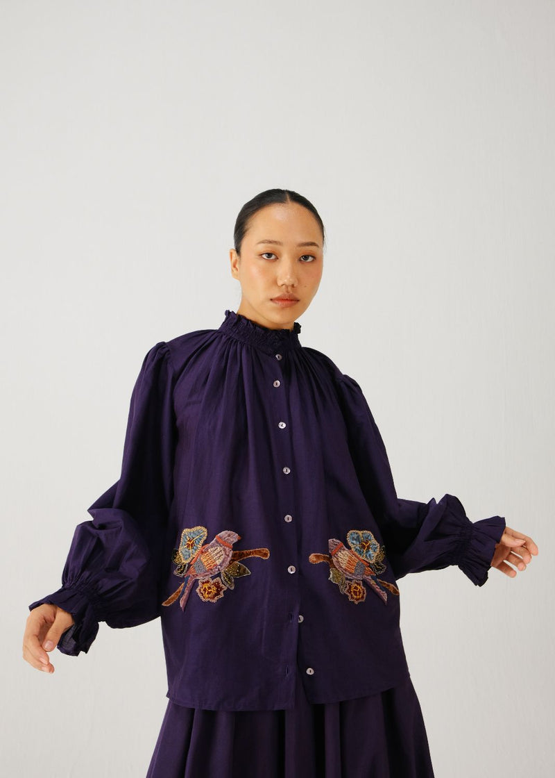 Elsa top-Ink parrot emb. silk by CORD for women Worldwide