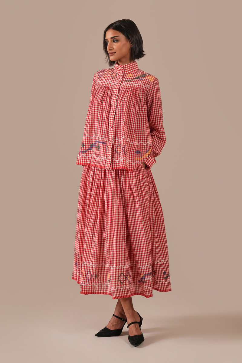 EMBER SONG SET 100% cotton by Indigo Dreams in red color for women Worldwide