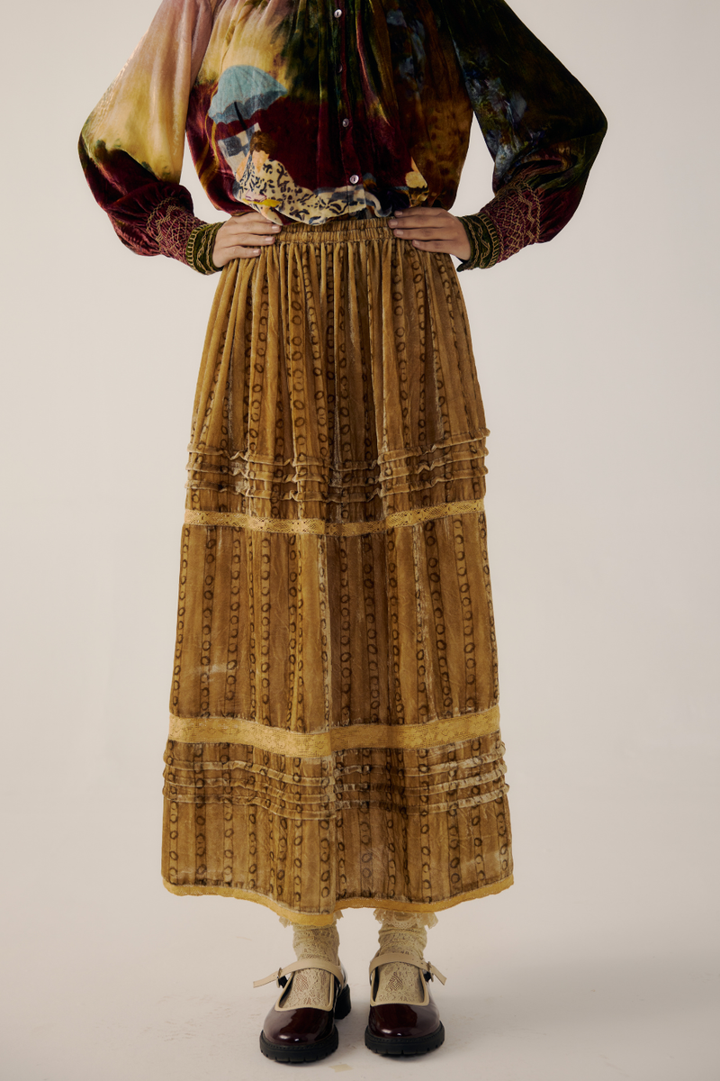 EMILY SKIRT-Mustard Stripes by CORD for women Worldwide