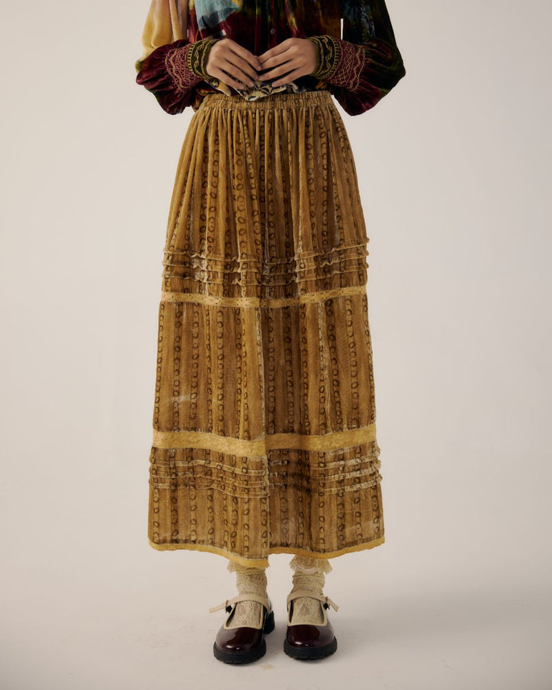 EMILY SKIRT-Mustard Stripes by CORD for women Worldwide