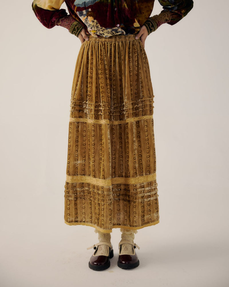 EMILY SKIRT-Mustard Stripes by CORD for women Worldwide