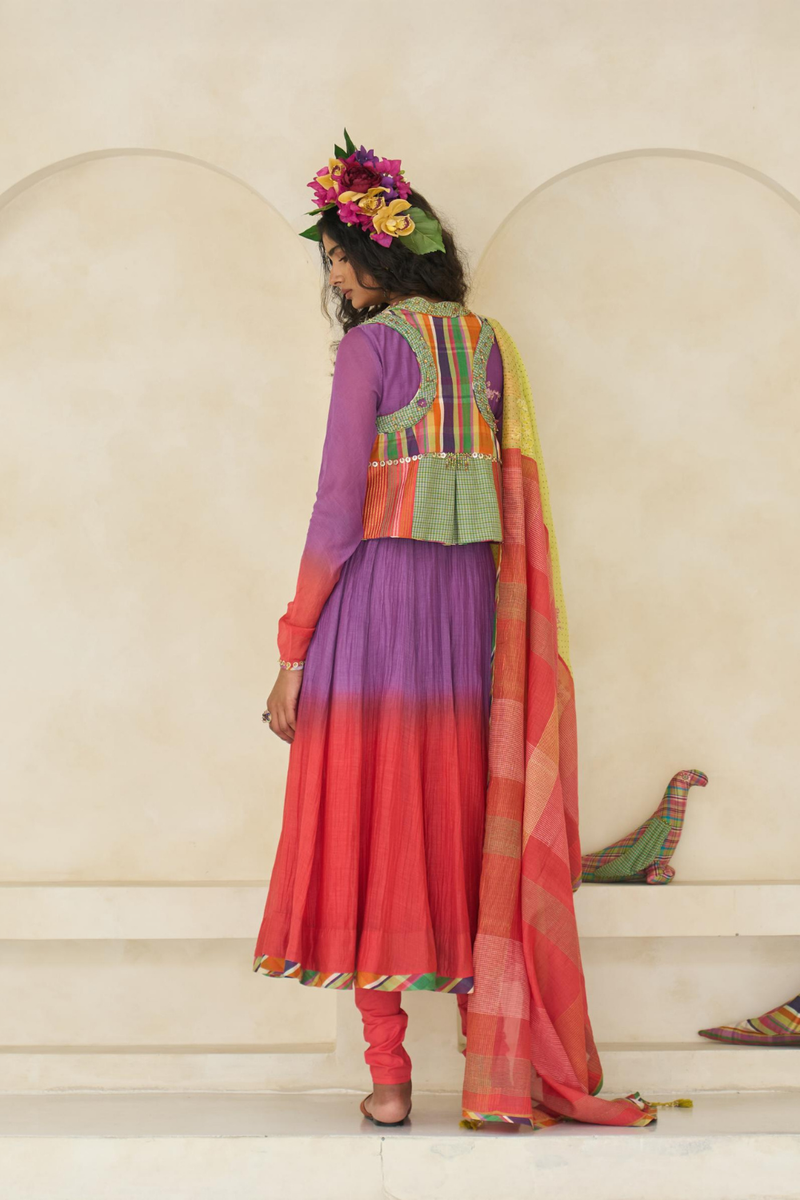 Emily Set With Gilet cotton by SWATTI KAPOOR in multi color for women Worldwide