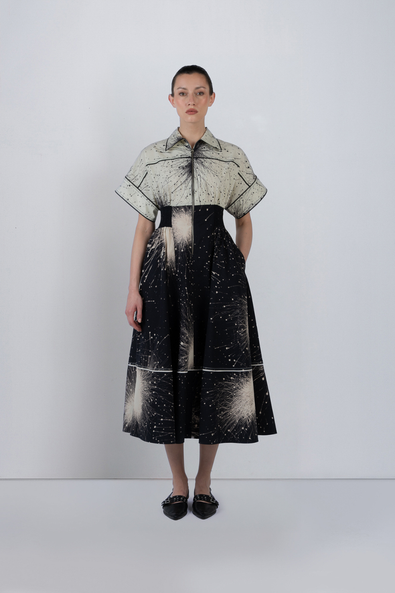 ESTHER DRESS - Black + Ivory dress by Leh Studios in black for women Worldwide