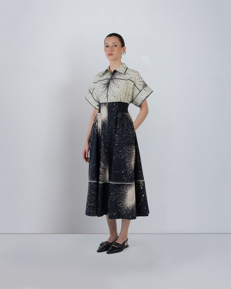 ESTHER DRESS - Black + Ivory dress by Leh Studios in black for women Worldwide