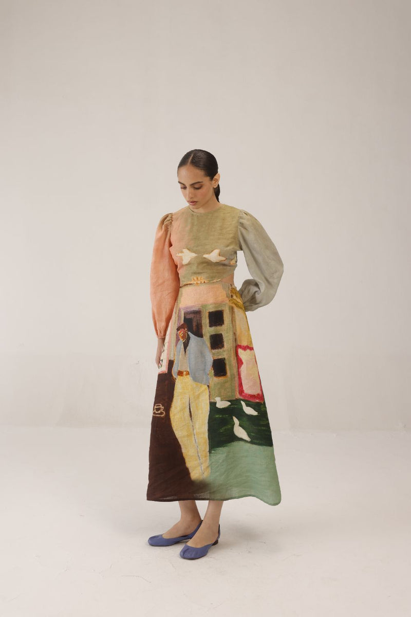 EURO LONG DRESS - MORNING COFFEE all linen by CORD for women Worldwide