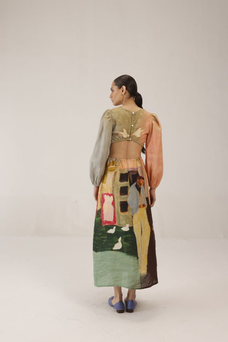 EURO LONG DRESS - MORNING COFFEE all linen by CORD for women Worldwide