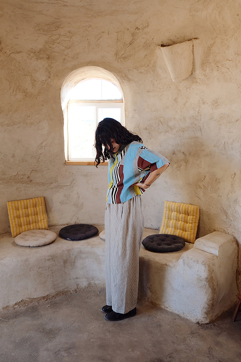 Easy Pants-Monochrome handwoven cotton pant/trouser by World of Crow in white,navy for women Worldwide