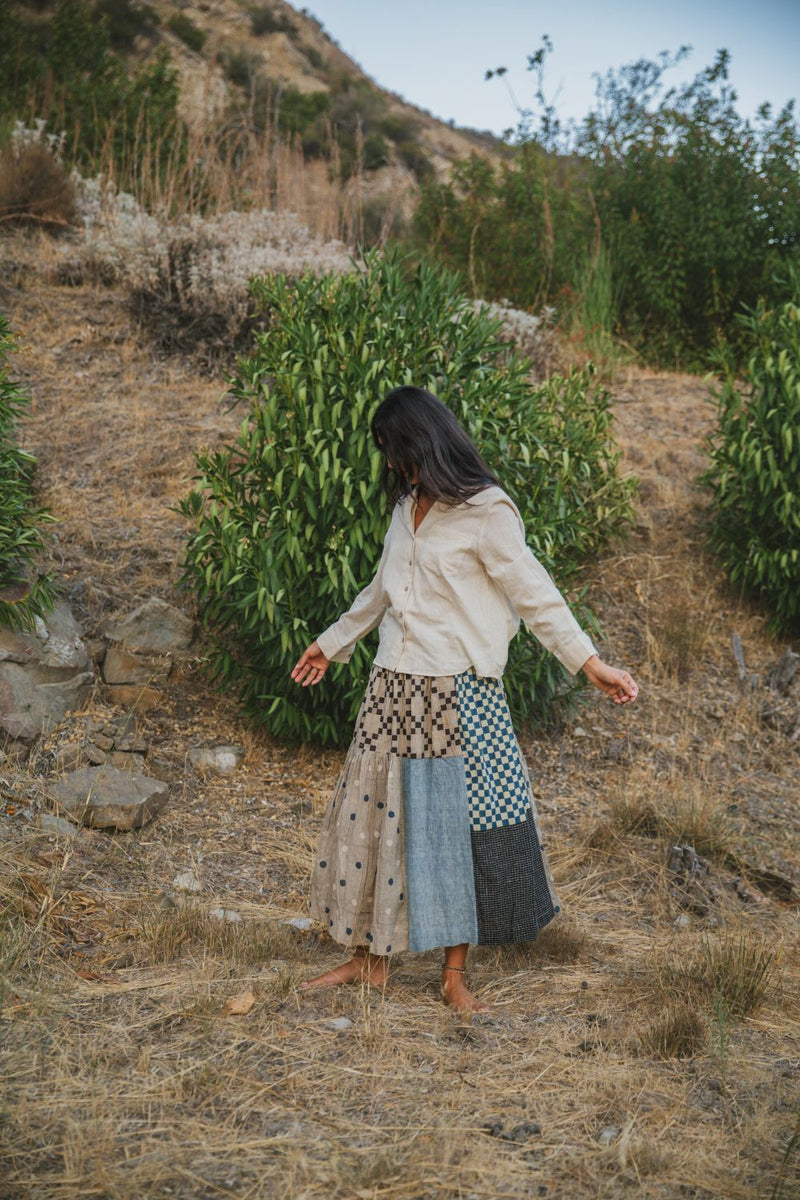 Oxford Skirt — Iconic Patchwork cotton by World of Crow in multi color for women Worldwide
