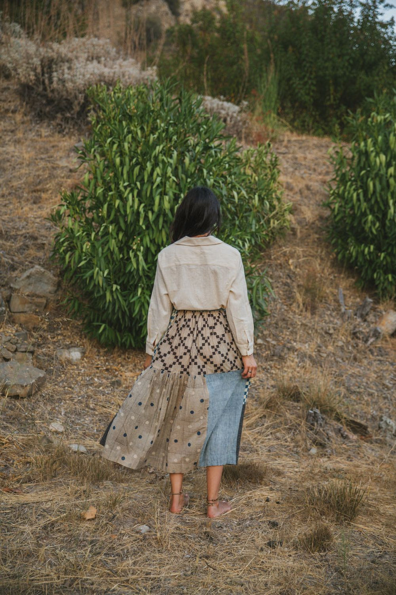 Oxford Skirt — Iconic Patchwork cotton by World of Crow in multi color for women Worldwide