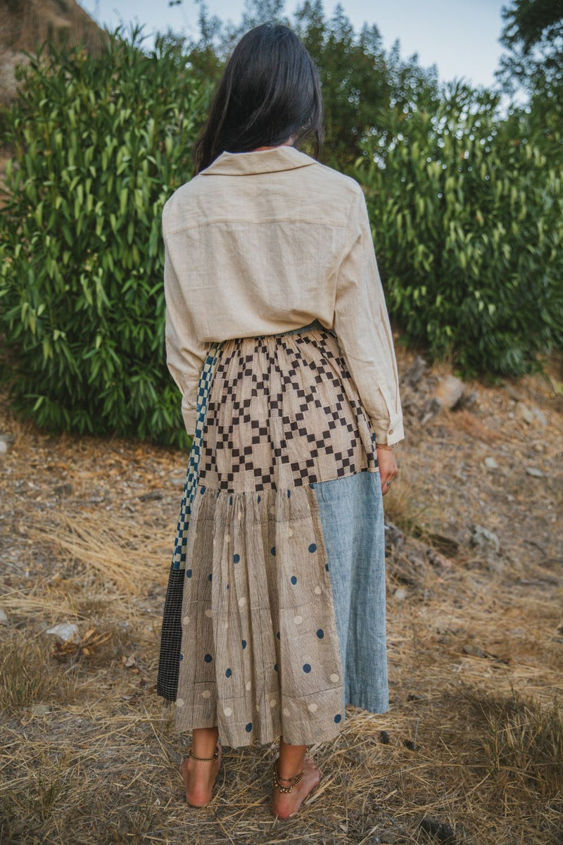 Oxford Skirt — Iconic Patchwork cotton by World of Crow in multi color for women Worldwide