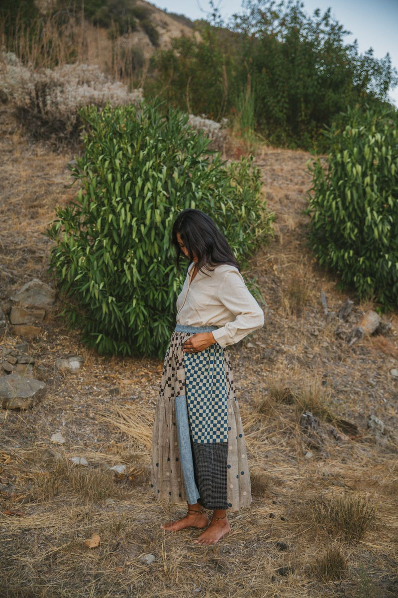 Oxford Skirt — Iconic Patchwork cotton by World of Crow in multi color for women Worldwide