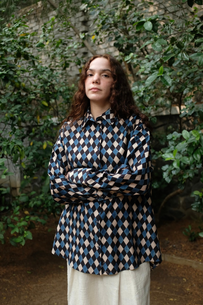 Eden - Ajrakh silk by MASON AND MILL in multi color for women Worldwide