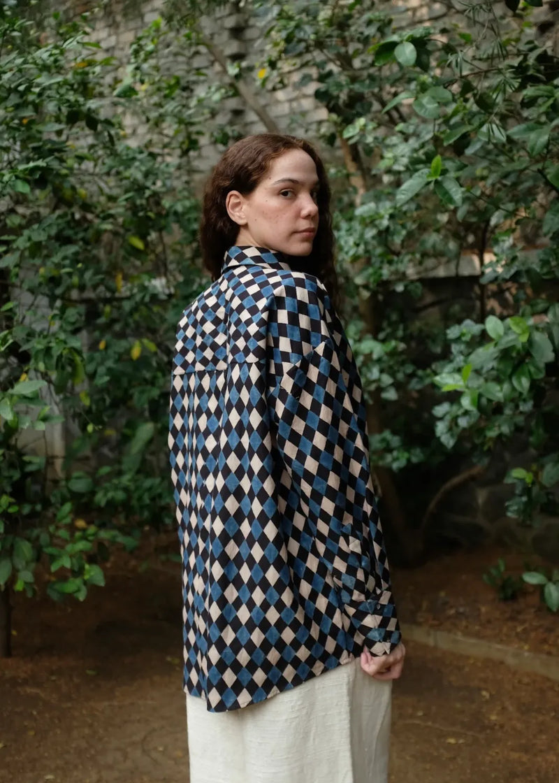 Eden - Ajrakh silk by MASON AND MILL in multi color for women Worldwide