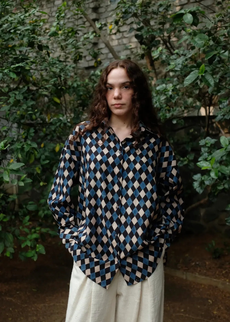 Eden - Ajrakh silk by MASON AND MILL in multi color for women Worldwide
