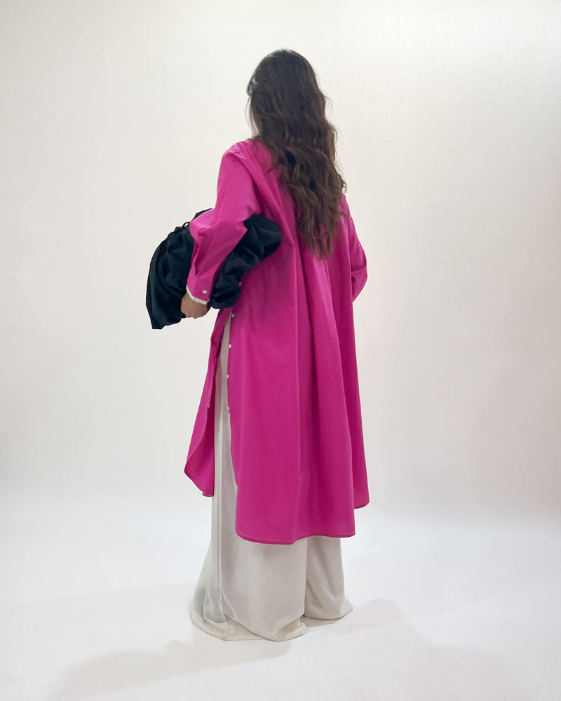 Line shirt dress-Fuchsia 100% cotton by Leh Studios for women Worldwide