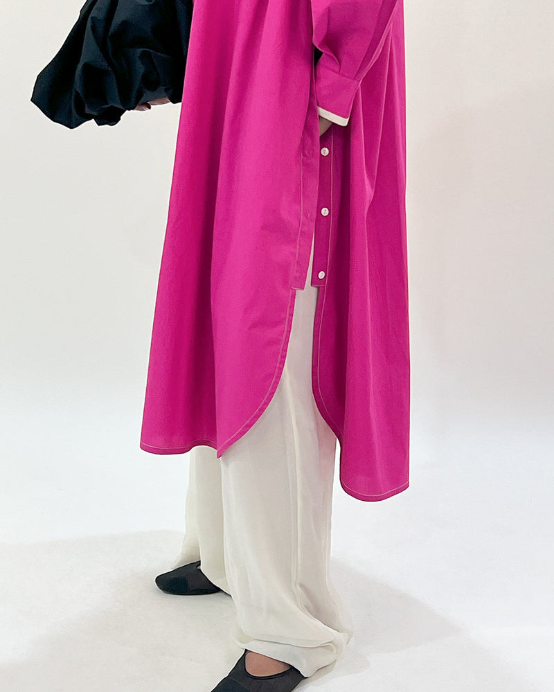 Line shirt dress-Fuchsia 100% cotton by Leh Studios for women Worldwide
