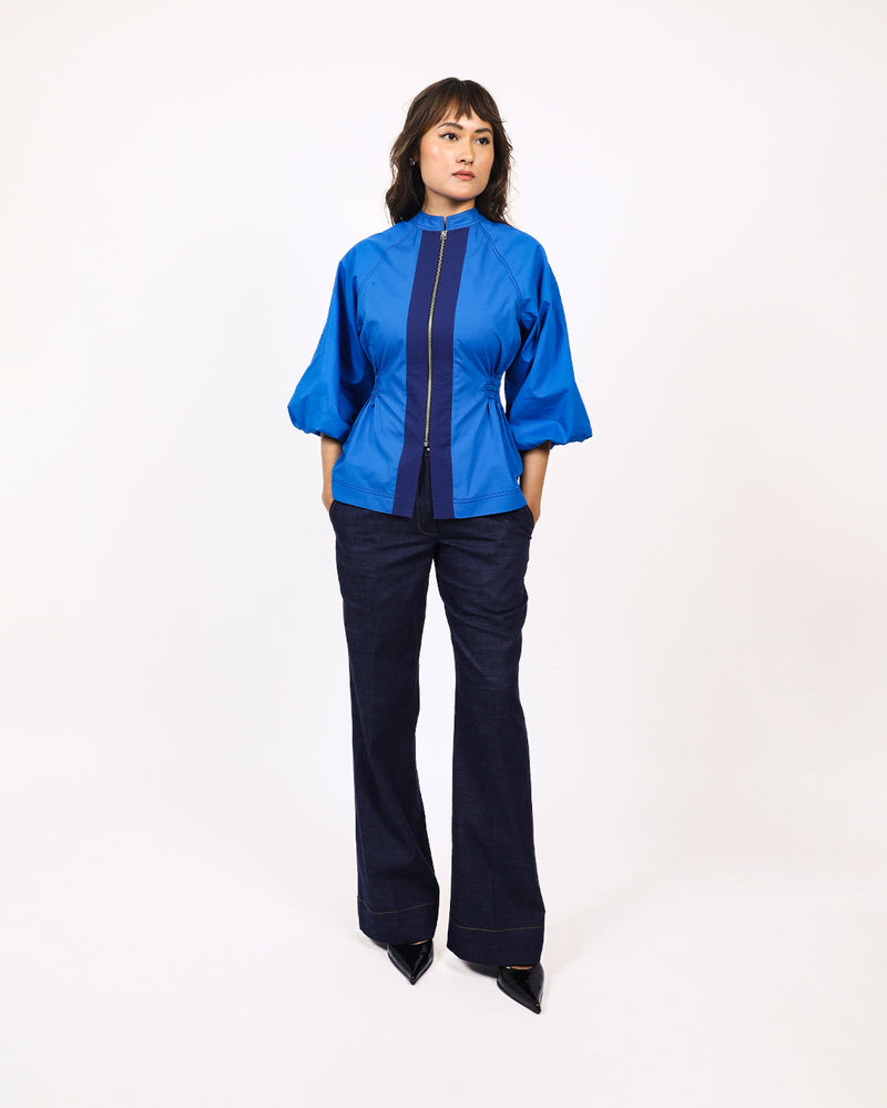 Lana Top-E.Blue & Navy 100% cotton by Leh Studios in navy color for women Worldwide