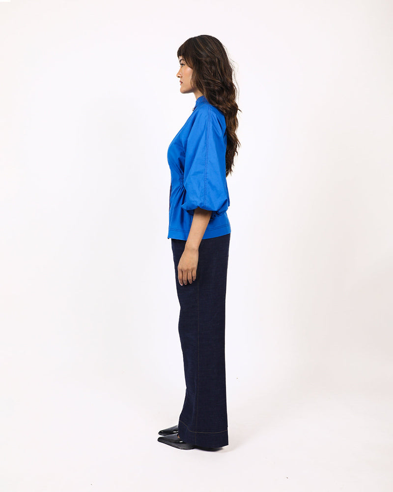 Lana Top-E.Blue & Navy 100% cotton by Leh Studios in navy color for women Worldwide