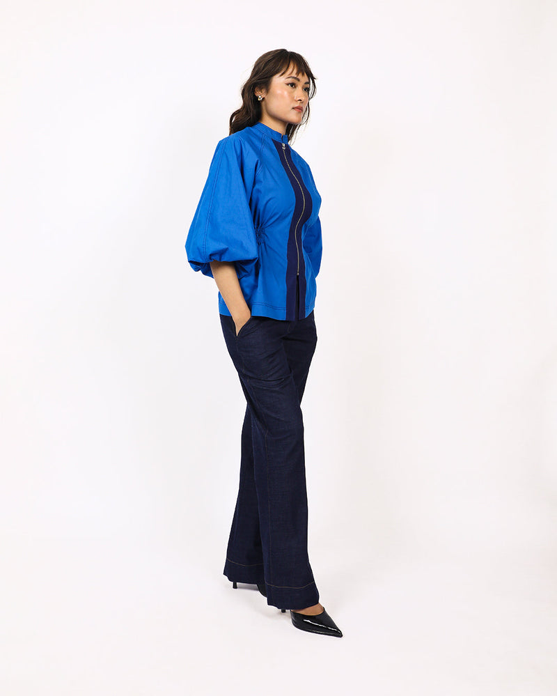 Lana Top-E.Blue & Navy 100% cotton by Leh Studios in navy color for women Worldwide
