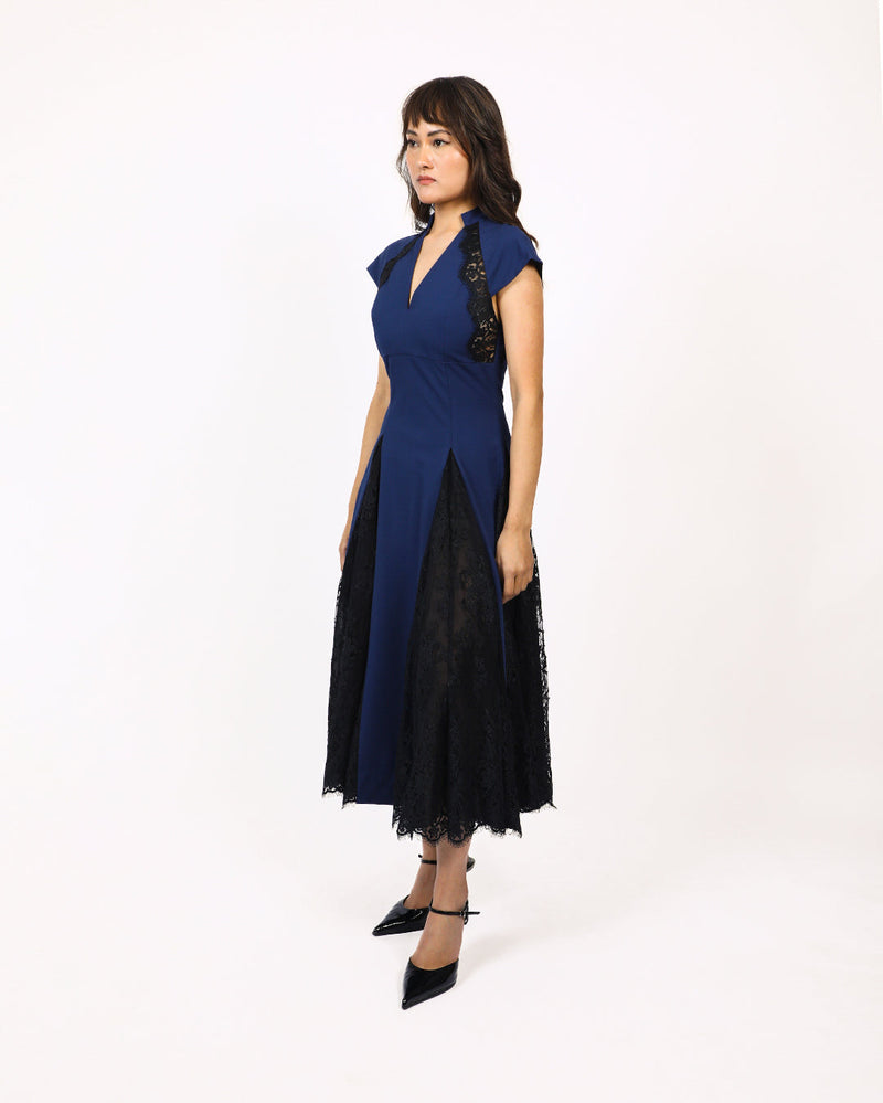 Lace Godet dress mul by Leh Studios in multi color for women Worldwide