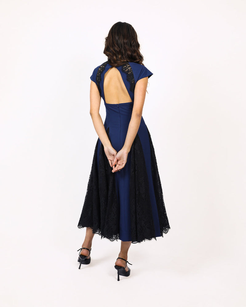 Lace Godet dress mul by Leh Studios in multi color for women Worldwide