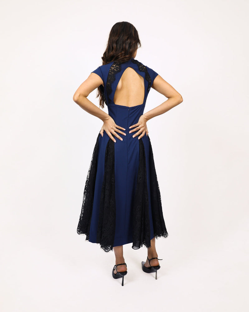 Lace Godet dress mul by Leh Studios in multi color for women Worldwide