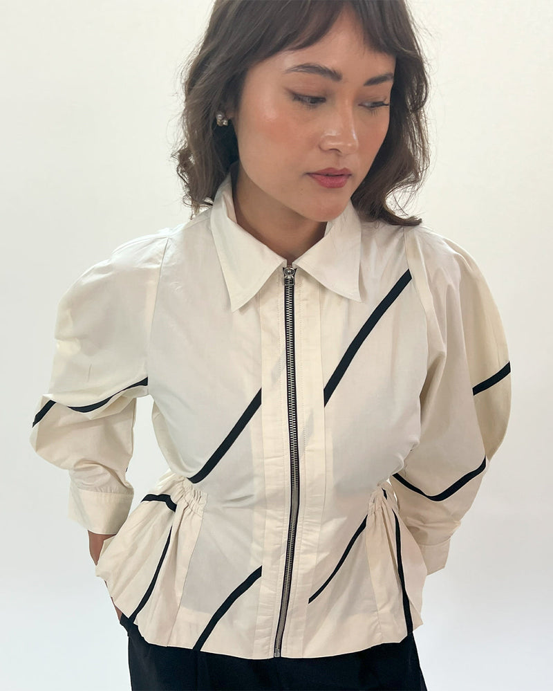 Bubble hem stem top 100% cotton by Leh Studios in black color for women Worldwide