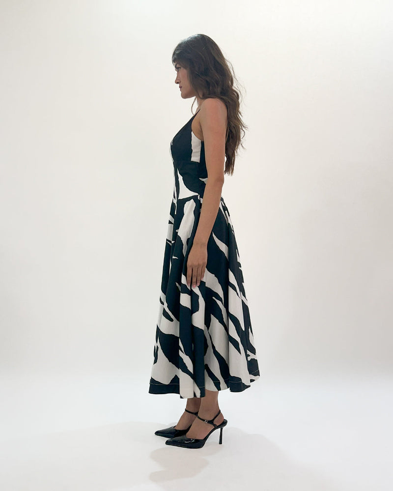 Stream Strap dress 100% cotton by Leh Studios in black color for women Worldwide