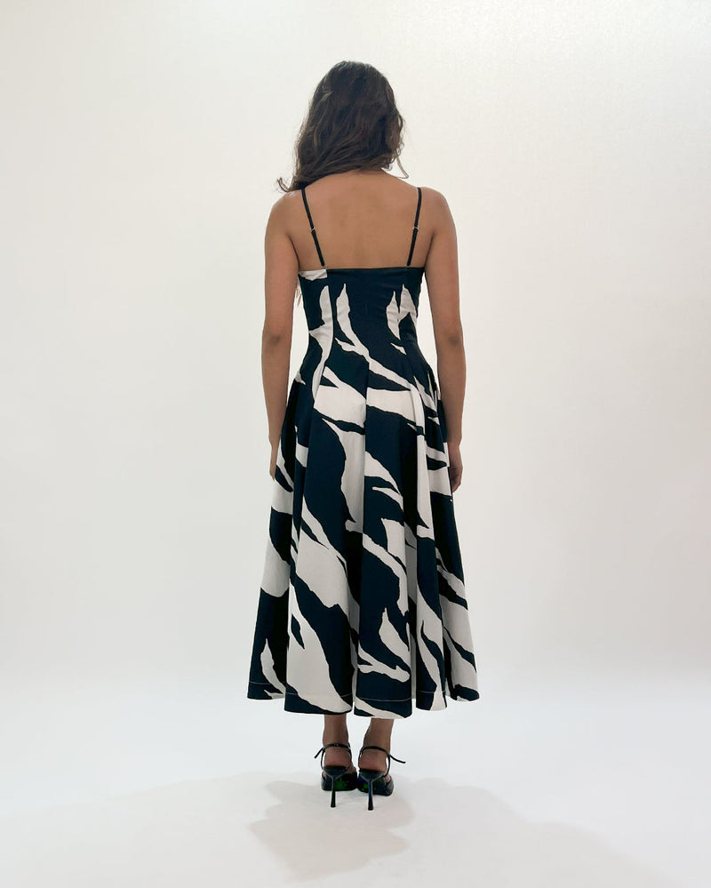 Stream Strap dress 100% cotton by Leh Studios in black color for women Worldwide