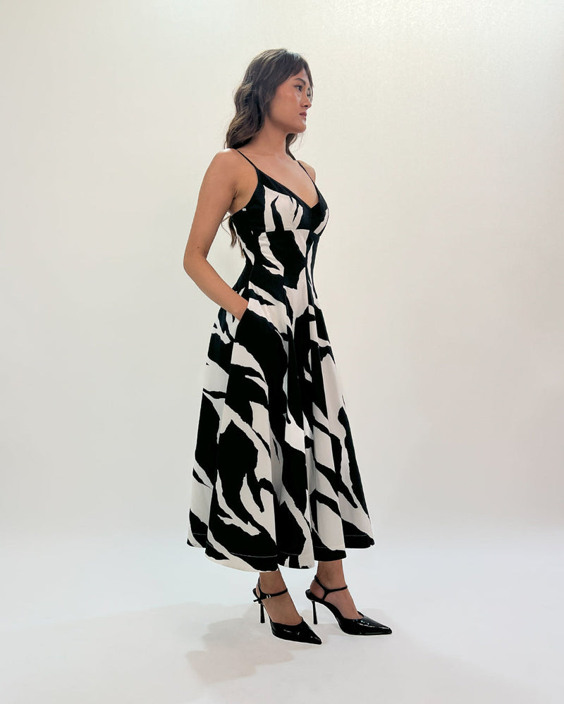 Stream Strap dress 100% cotton by Leh Studios in black color for women Worldwide