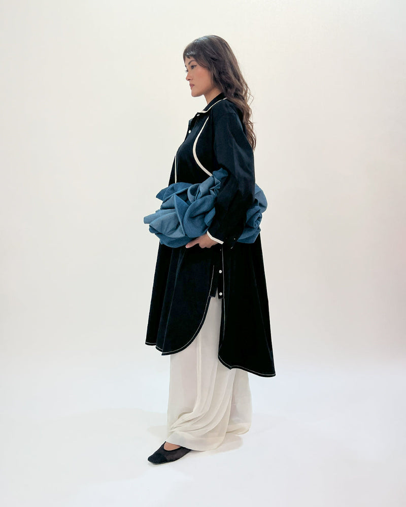 Line shirt dress-Raven 100% cotton by Leh Studios for women Worldwide