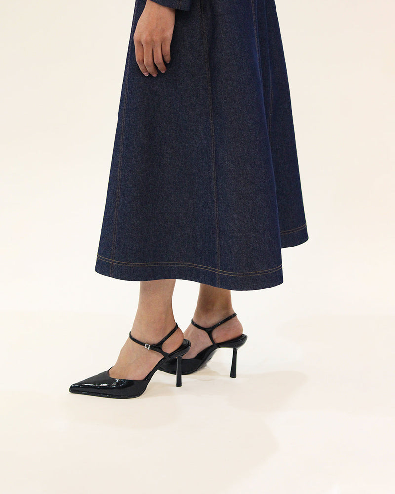 Denim Zip Dress 100% cotton by Leh Studios in blue color for women Worldwide