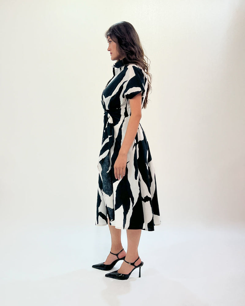 Stream Wrap dress 100% cotton by Leh Studios in black color for women Worldwide