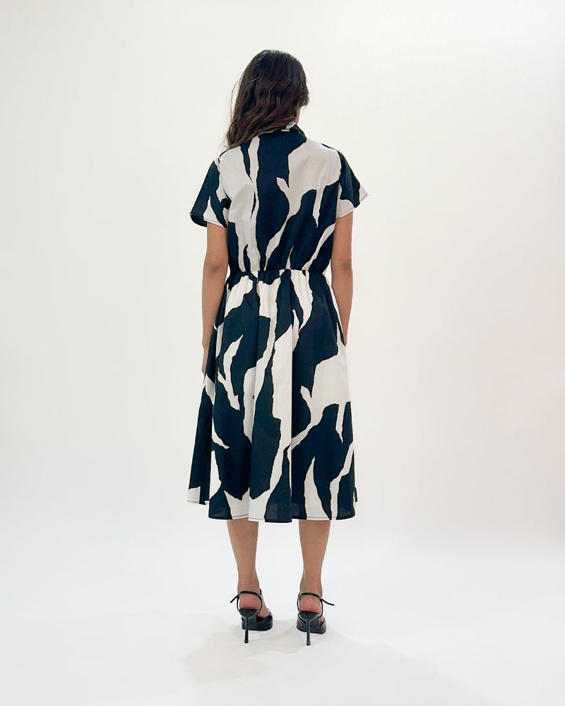 Stream Wrap dress 100% cotton by Leh Studios in black color for women Worldwide