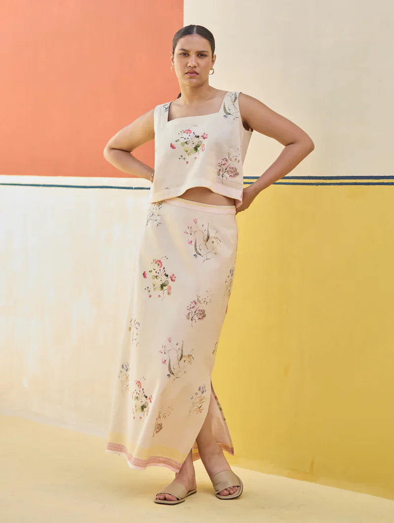 Leena Floral Co-ord Set 
 - Sand by Manan in natural color for women Worldwide