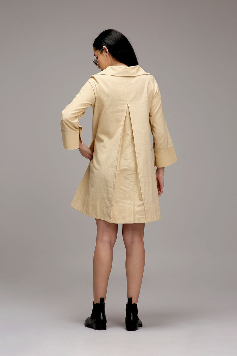 Egg-Shell A-Line Shift Dress cotton by Mati in white color for women Worldwide