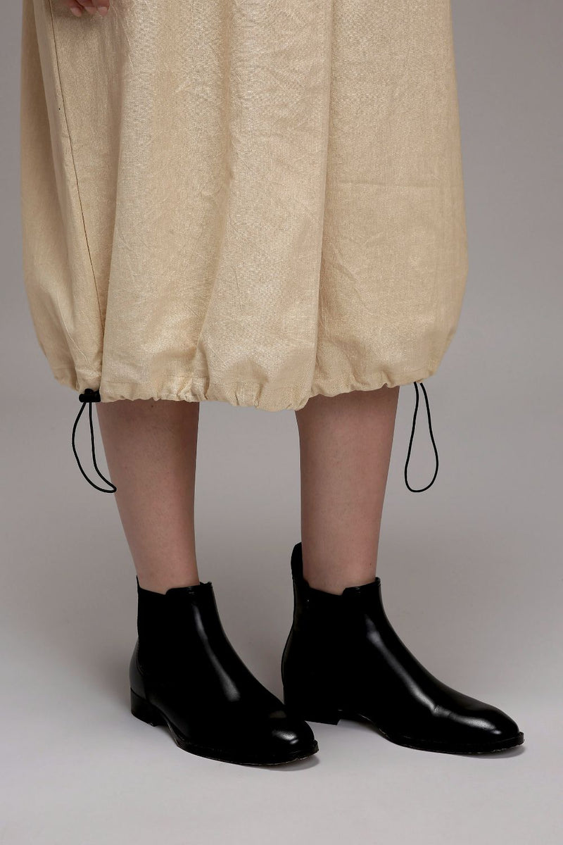 Egg-Shell Elasticated Shirt Dress cotton by Mati in white color for women Worldwide