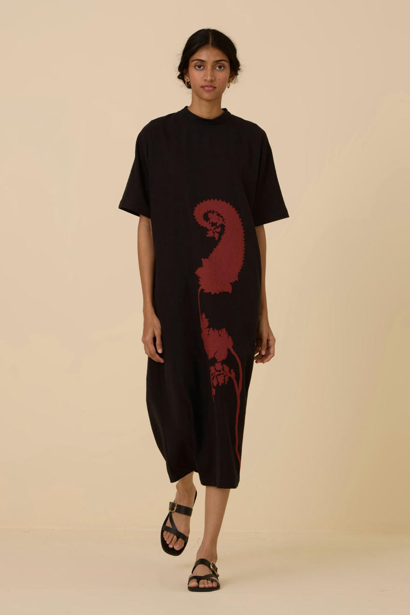 Ehan Black Hand Applique Dress cotton by The Summer House in black color for women Worldwide