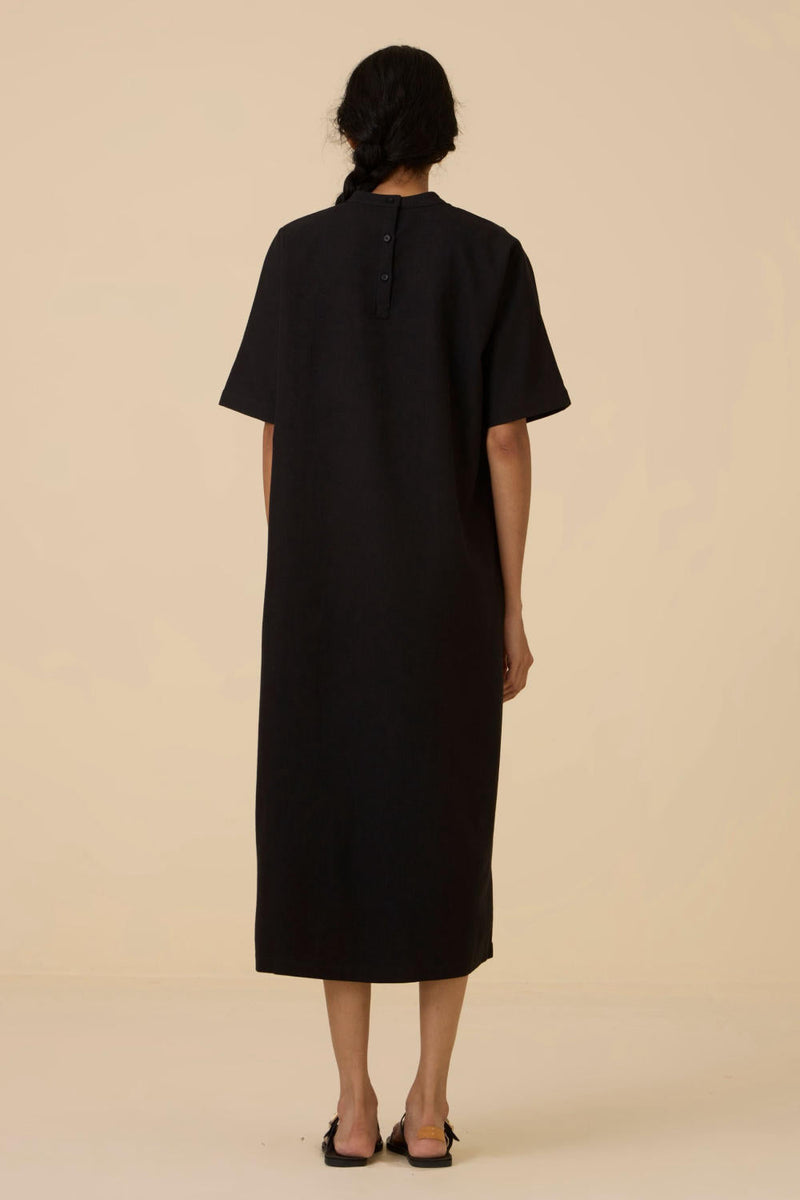 Ehan Black Hand Applique Dress cotton by The Summer House in black color for women Worldwide