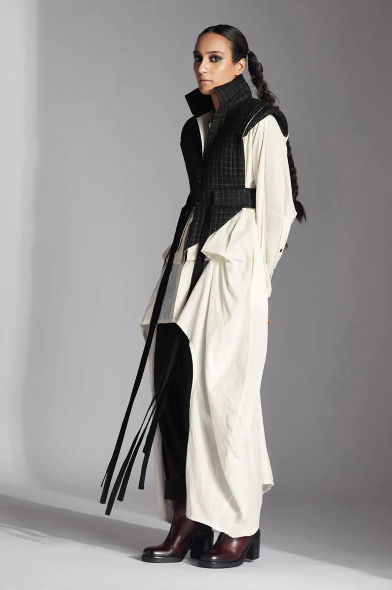 Eira Jacket-Black/ White Checks by Chola in black color for women Worldwide
