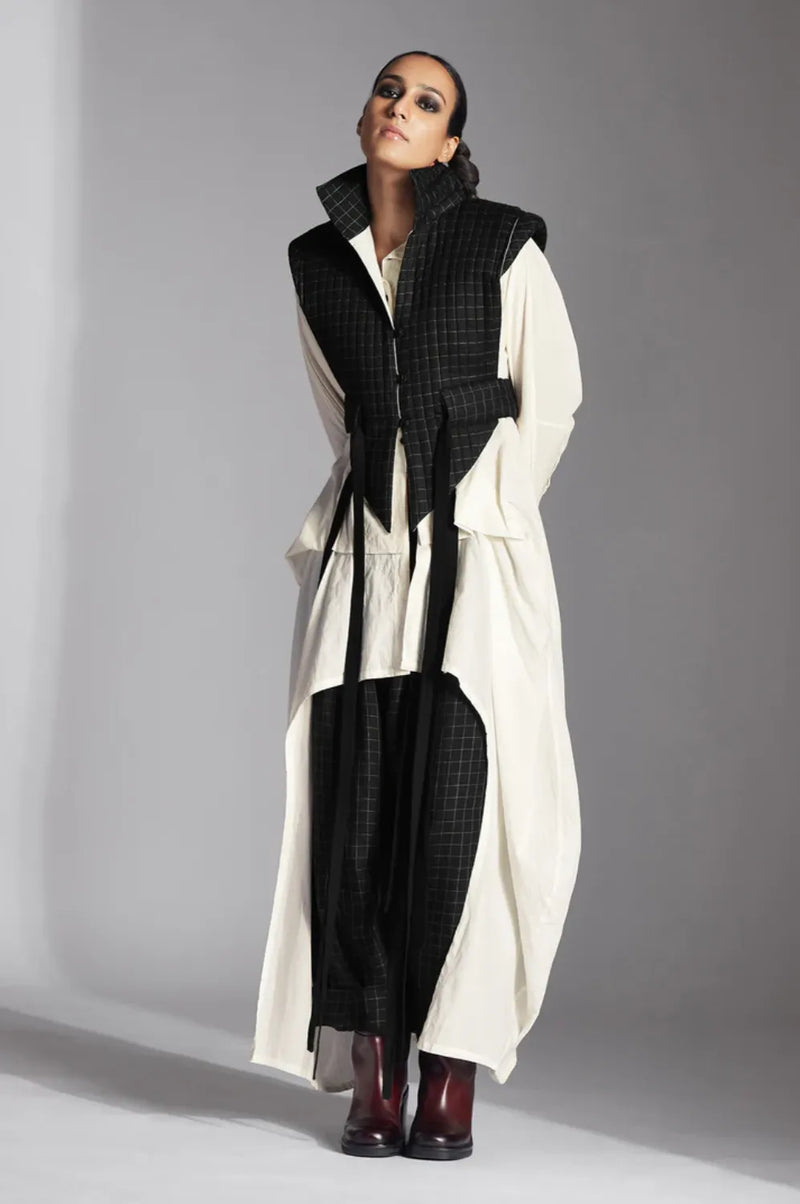 Eira Jacket-Black/ White Checks by Chola in black color for women Worldwide