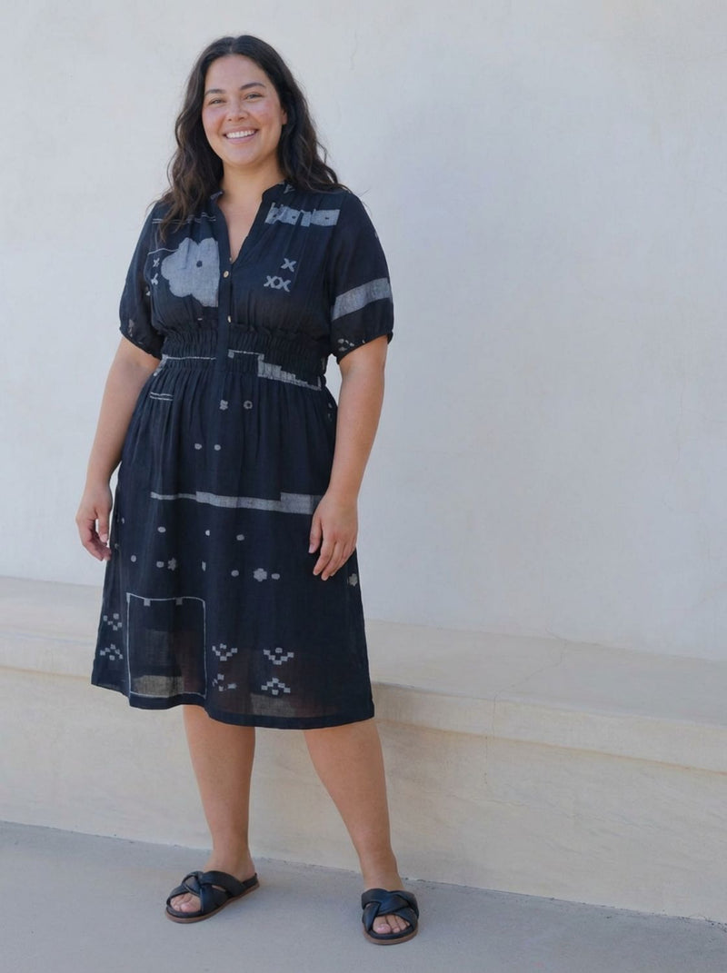 Elasticated waist midi dress