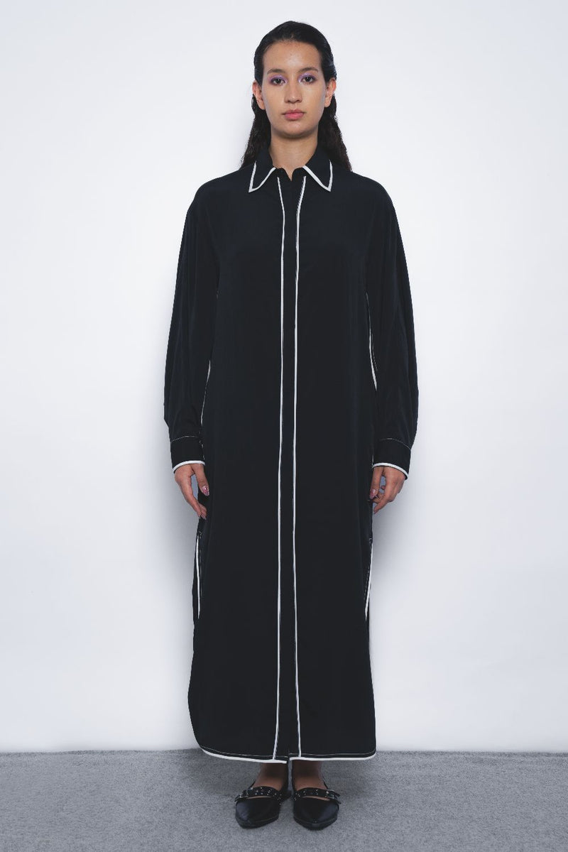 Elian Crepe Shirt Dress - Black and White mul by Leh Studios in multi color for women Worldwide